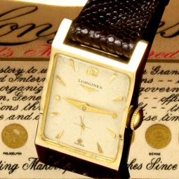 14K Gold Longines Watch Carved Bezel with Original Box